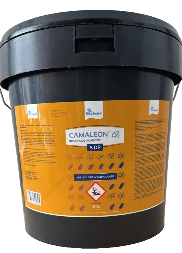 Poudre Insecticide BIOPLAGEN Camaleon 5 DP Caméléon 5 DP COMPOSITION Alphacyperméthrine 050 butoxyde de pipéronyle 050 et azaméthiphos 010